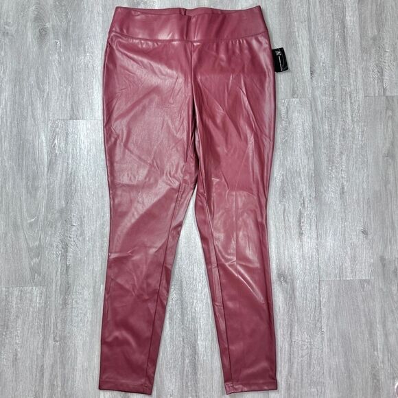 Red Leather Pants Leggings 2 - Picture 3 of 5